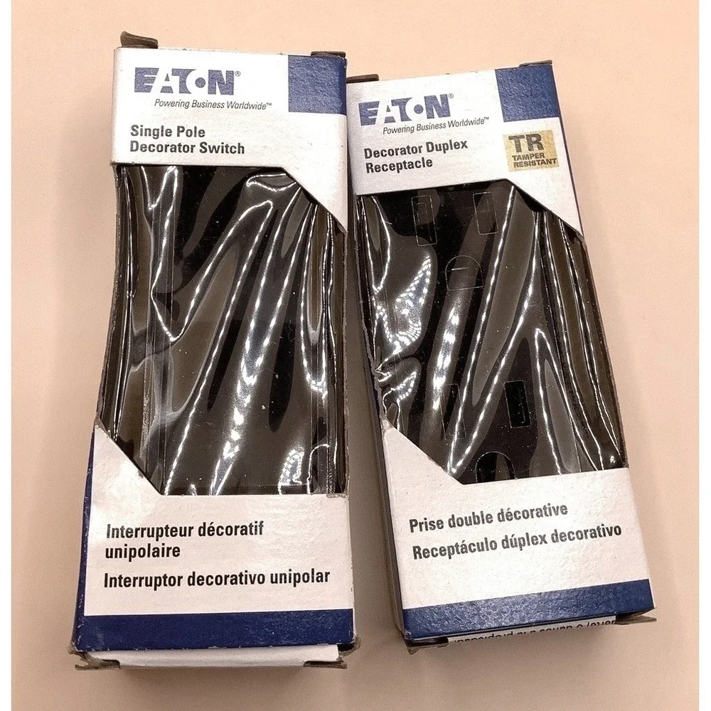 Eaton Black Decorator Switch &‎ Outlet Set with Wall Plates